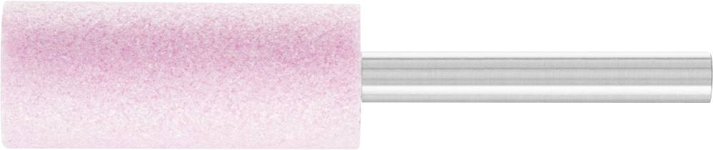 Ein zylindrischer, rosa Schleifaufsatz mit glatter Metallstange.