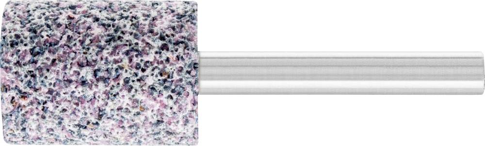 Zylinderförmiger Schleifkopf mit grober Körnung, befestigt an einem Metallstift. Wird oft für Feinarbeiten und Polieren verwendet.