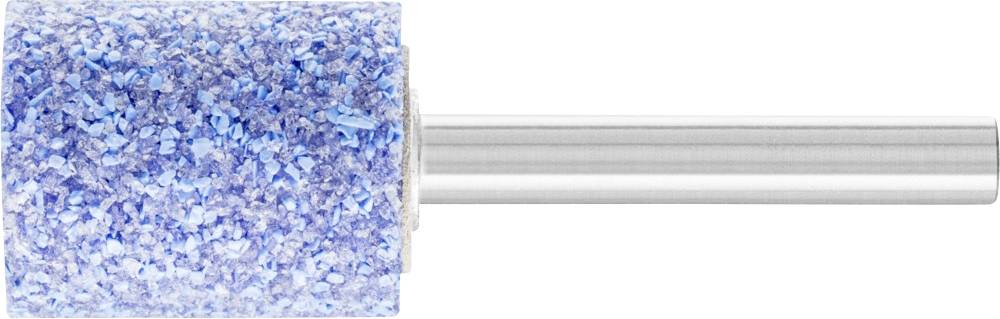 Ein zylindrischer, blauer Schleifkopf mit silbernem Schaft, vermutlich für Nagelpflege oder Feinarbeiten an Oberflächen.