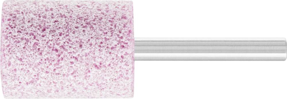 Schleifstift mit rosa Schleifkopf und silbernem Metallschaft, verwendet für präzises Schleifen und Polieren von Materialien.