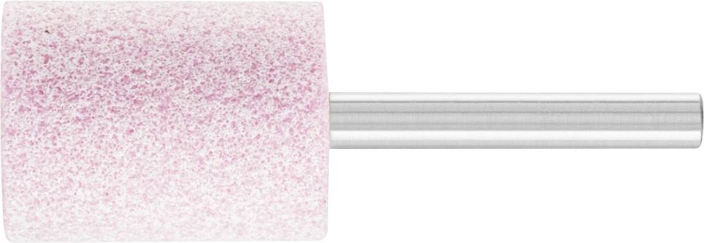 Ein zylindrischer, rosa Schmirgelaufsatz auf einem Metallstift. Wird typischerweise für Schleifarbeiten verwendet.