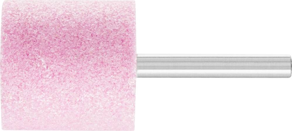 Ein rosa Schleifkopf mit zylindrischer Form und Metallstab, typischerweise für Nagelpflege oder Feinarbeiten verwendet.