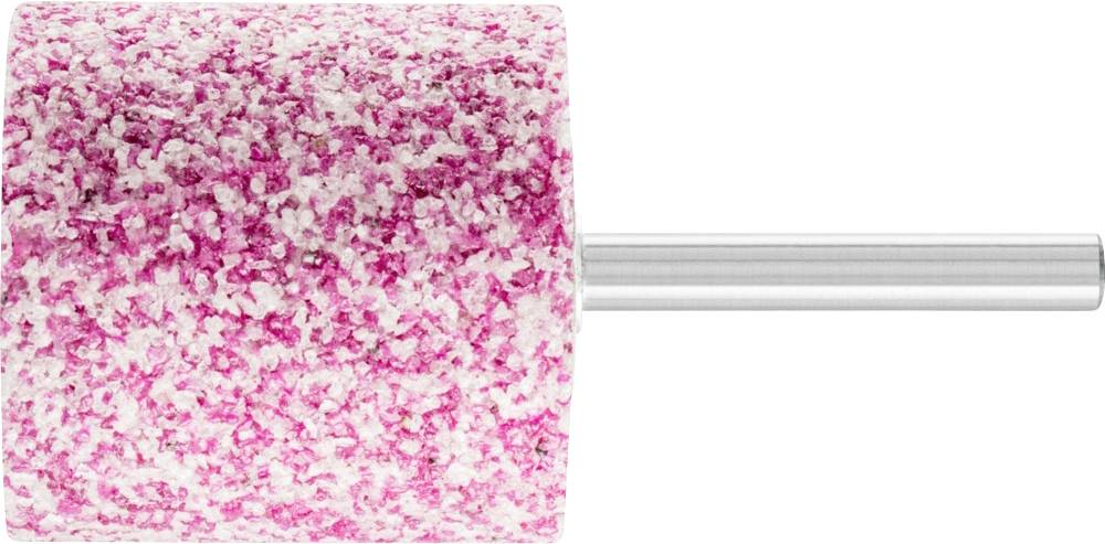 Rosa-weißer Schleifkopf mit Metallstift, verwendet für Fingernagelpflege oder Schleifarbeiten.