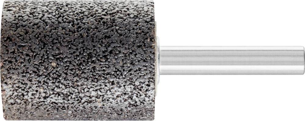 Schleifwalze mit rauer, zylindrischer Oberfläche auf einem Metallstift. Ideal zum Schleifen und Polieren von Materialien.