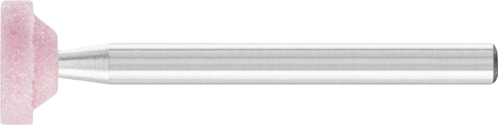 Ein zylinderförmiger rosa Schleifstift mit Metallstiel, geeignet für Präzisionsarbeiten wie das Schleifen von Metalloberflächen.