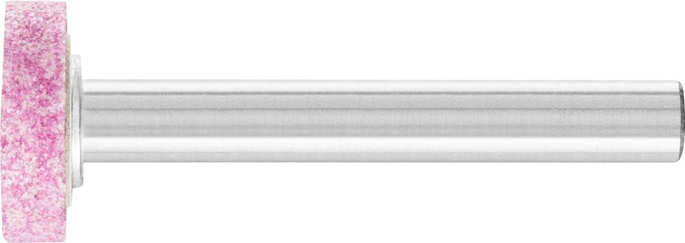 Ein rosa Schleifstift mit zylindrischem Schaft aus Metall, oft verwendet zum Glätten oder Polieren von Materialien.