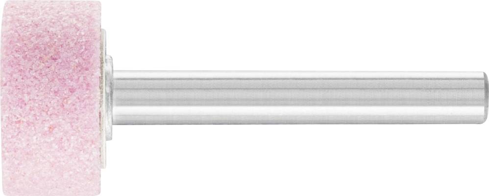 Ein rosafarbener Schleifaufsatz mit zylindrischem Metallstiel, verwendet für den Einsatz in einer Schleifmaschine oder einem Dremel.