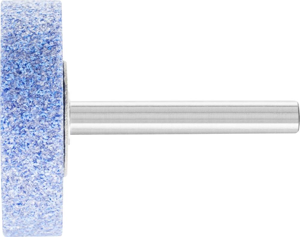 Ein blauer Schleifaufsatz mit Metallstab. Geeignet für Polier- oder Schleifarbeiten auf verschiedenen Oberflächen.