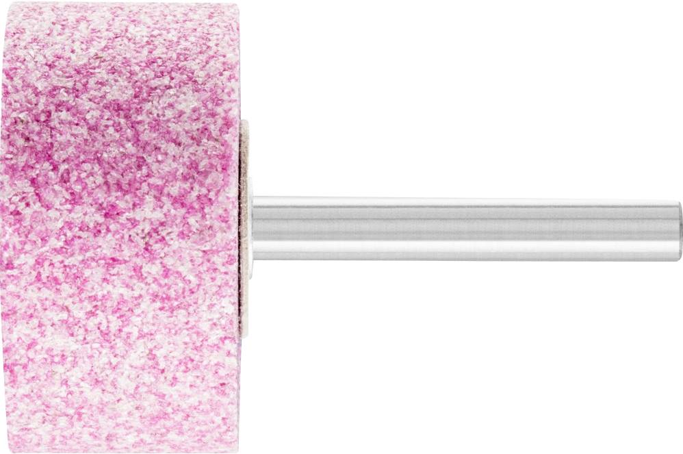 Ein rosa Schleifaufsatz mit Metallstiel, verwendet für das Feilen oder Polieren von Oberflächen. Geeignet für handwerkliche Arbeiten.