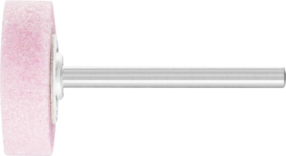Schleifgerät mit rosa Schleifstein und Metallstift, das für das Polieren und Schleifen kleinerer Werkstücke verwendet wird.