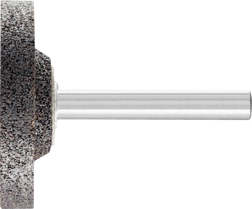 Ein Schleifwerkzeug mit zylindrischem Schaft und grobkörniger, rundlicher Schleiffläche, geeignet für Metallbearbeitung.