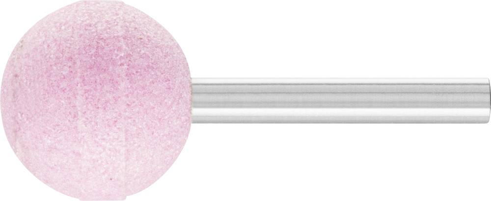 Rosa Schleifkugel mit metallischem Schaft, verwendet zum Glätten und Polieren von Oberflächen in handwerklichen oder industriellen Anwendungen.