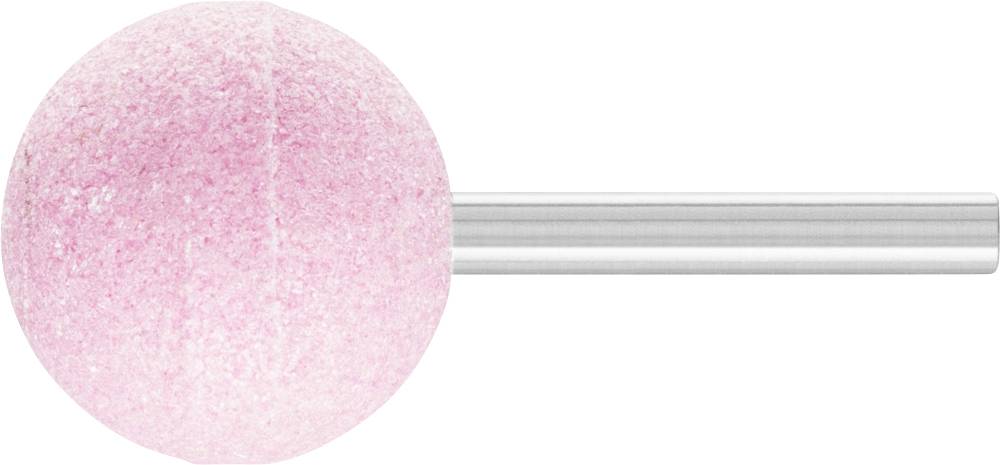 Ein rosa Lutscher mit Metallstiel auf weißem Hintergrund.