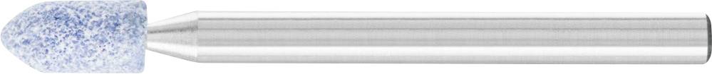 Stumpfförmiger Schleifaufsatz mit blauer Spitze und metallischem Griff, geeignet für feine Schleif- und Polierarbeiten.
