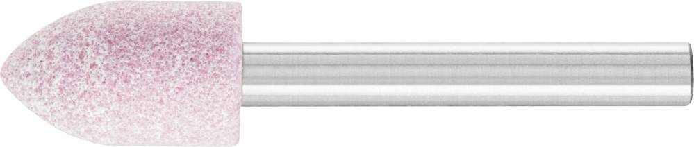 Rosa Schleifkopf in konischer Form mit silbernem Griff. Verwendet zum Polieren oder Formen von Materialien in handwerklichen Arbeiten.