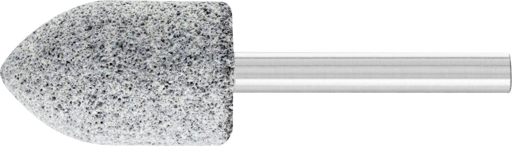 Schleifaufsatz mit zylindrischem Metallschaft und spitzem, grauem Schleifkopf, geeignet zum Polieren und Formen von Materialien.