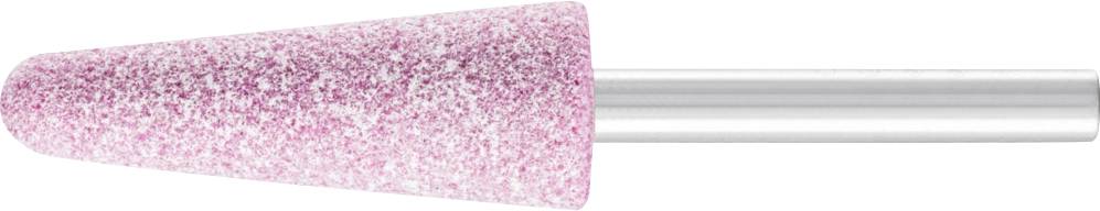 Ein rosa Schleifkegel mit metallischem Griff. Ideal zum Polieren oder Schleifen von Materialien, häufig in der Metallbearbeitung verwendet.