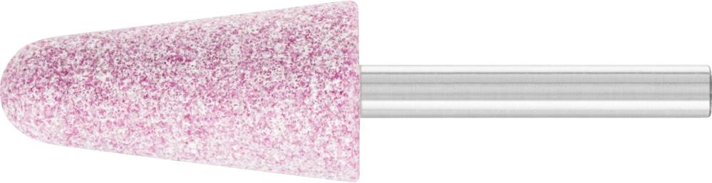 Rosa, konisch geformter Schleifaufsatz mit Metallstiel, typischerweise für Nageldesign oder präzise Schleifarbeiten verwendet.