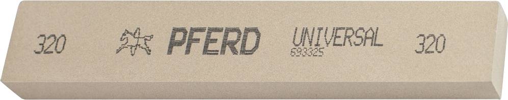 Ein rechteckiger Schleifstein mit der Aufschrift 'PFERD UNIVERSAL 320' und einem Stern-Logo. Eignet sich für allgemeine Schleifarbeiten.