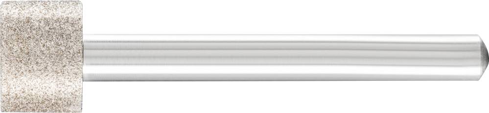 Ein zylindrischer Schleifaufsatz aus Metall, der vorne mit einem abrasiven Material bedeckt ist, geeignet für präzises Schleifen.