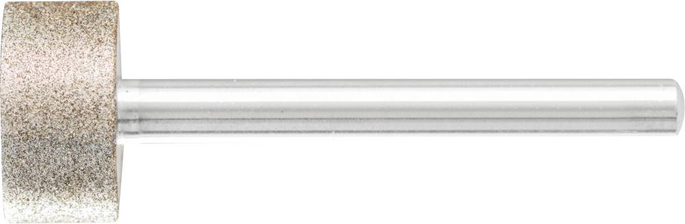 Ein Schleifaufsatz mit rundem, körnigem Kopf und einem zylindrischen Metallgriff für präzise Schleifarbeiten in handgeführten Werkzeugen.