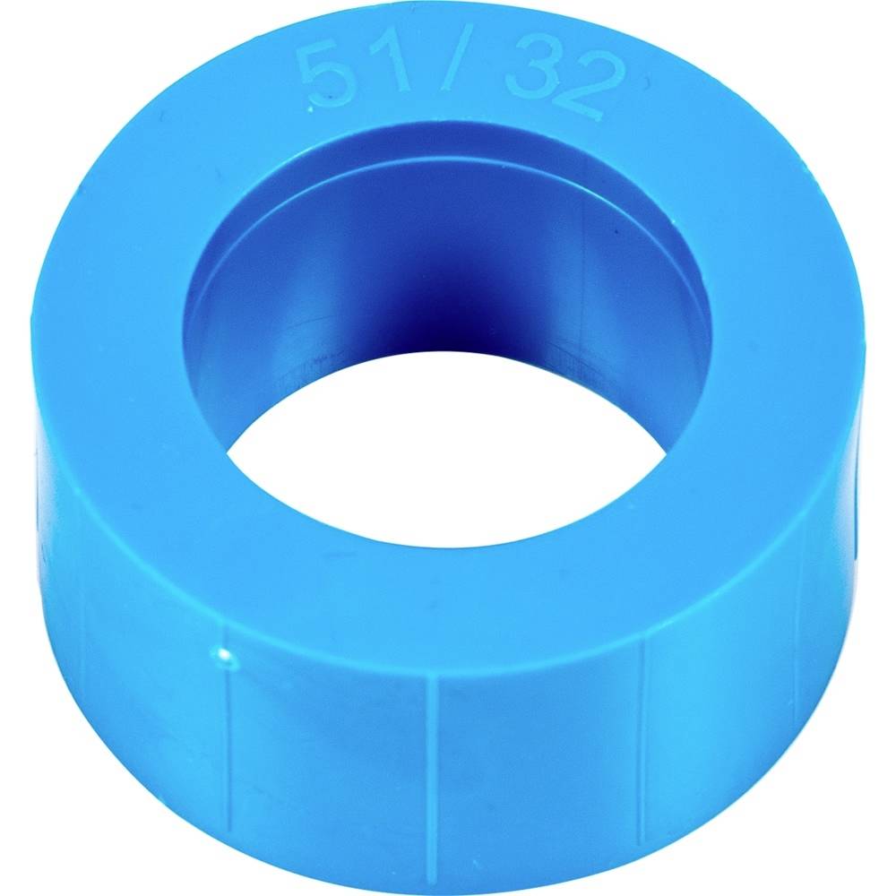 Ein blauer Kunststoffring mit der Aufschrift '51/32' auf der Oberseite.