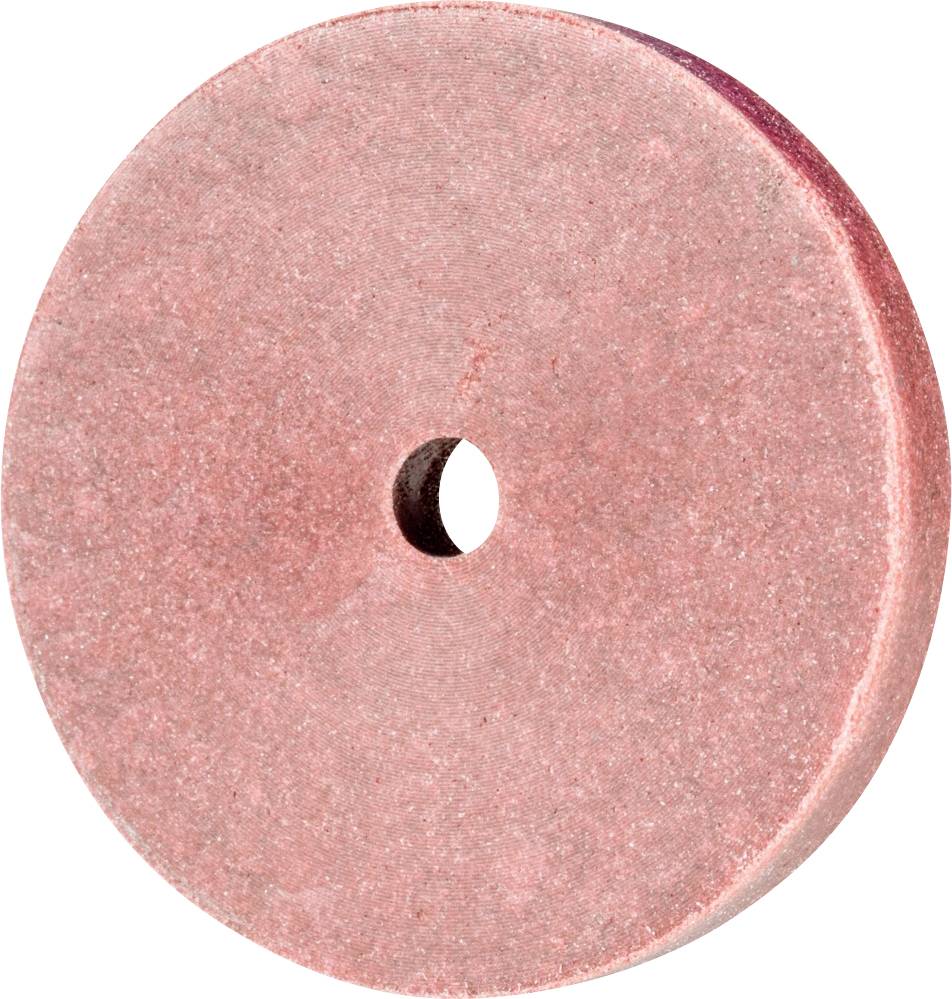 Runde, rötlich-pinkfarbene Schleifscheibe mit einem zentralen Loch, geeignet für Schleif- und Polierarbeiten auf verschiedenen Materialien.