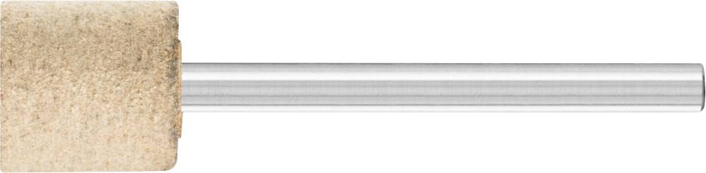 Vibrationsschleifstift mit zylindrischem Schleifkopf, an einer Metallstange befestigt. Geeignet für feine Schleifarbeiten.