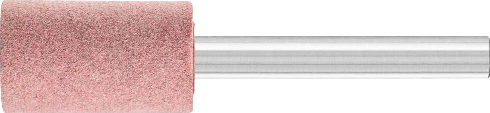 Rosa zylindrischer Schleifkopf mit silbernem Metallschaft, meist zum Polieren oder Schleifen von Materialien verwendet.