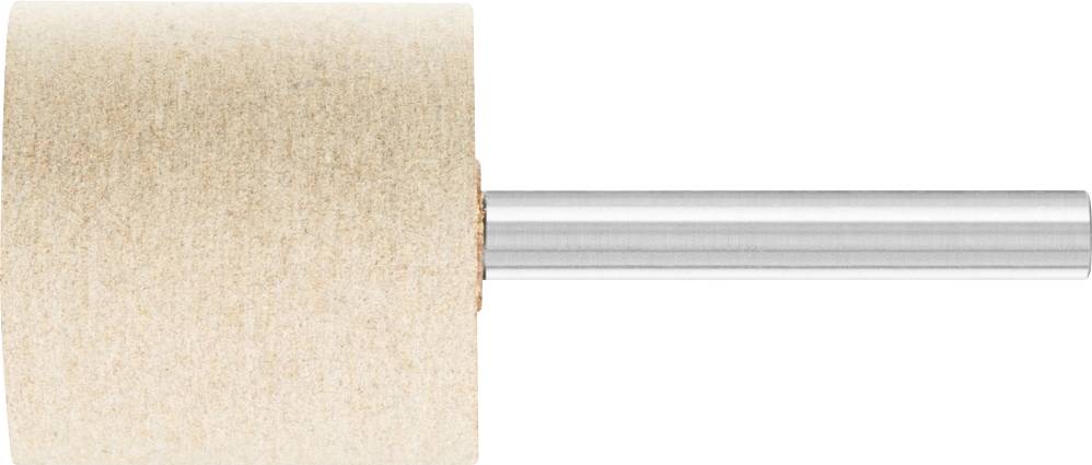 Ein Schleifrad mit einem metallischen Schaft, das zum Polieren oder Glätten von Oberflächen verwendet wird.