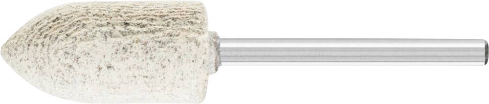 Ein kegelförmiger Schleifkopf mit einem metallischen Schaft, hauptsächlich für präzises Schleifen und Abrunden von Materialien verwendet.