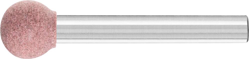 Ein Schleifstift mit rosa Schleifkopf und silbernem Schaft, oft verwendet für das Schleifen von Metalloberflächen.