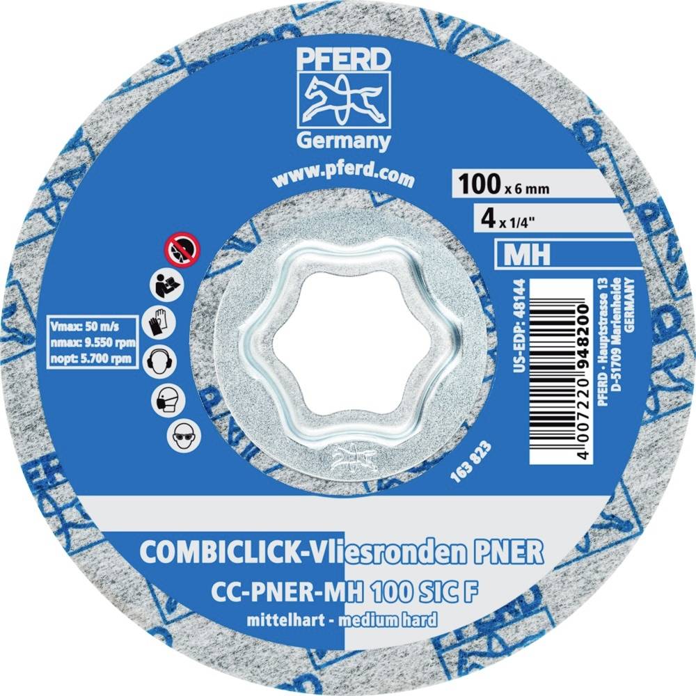 Kreisscheibe für Schleifarbeiten, Marke PFERD, Durchmesser 100 mm x 6 mm, geeignet für mittelharten Einsatz.