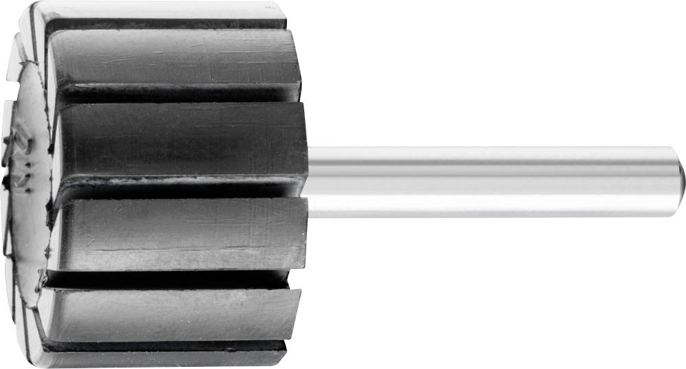 Ein zylindrisches Werkzeug mit mehreren radial angeordneten Klingen auf einer Metallachse. Geeignet zum Schleifen oder Fräsen.