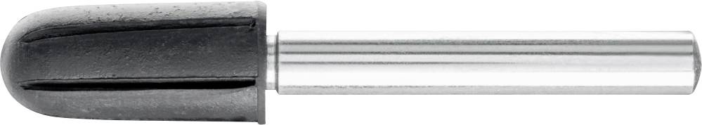 Metallteil mit zylindrischem Griff und dunklem, gerundetem, geschlitztem Ende, möglicherweise ein Werkzeug- oder Maschinenzubehör.