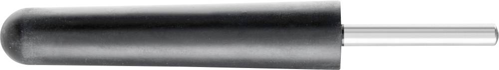 Schwarzer ergonomischer Handgriff mit metallischem Stab, oft bei Werkzeugen oder Geräten verwendet.