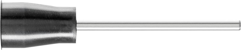 Metallrohr mit breiterem Ende links und schmalerem, langem Teil rechts auf weißem Hintergrund.