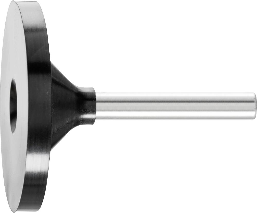 Metallisches Rotationswerkzeug mit zylindrischem Schaft und scheibenförmigem Kopf. Verwendet zum Schleifen oder Schneiden.