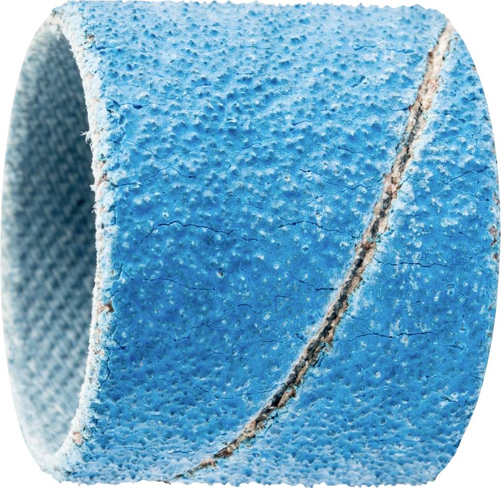 Ein blauer, texturierter Schleifring mit sichtbarer Rissspur entlang der Oberfläche.