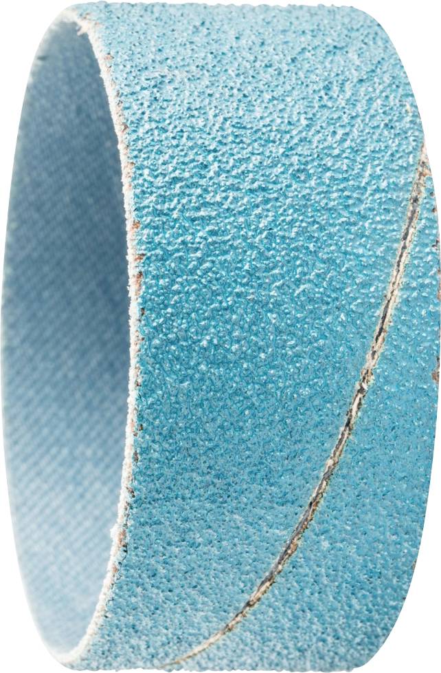 Blaues Schleifband, grobkörnig, in zylindrischer Form. Wird zur Oberflächenbearbeitung genutzt.