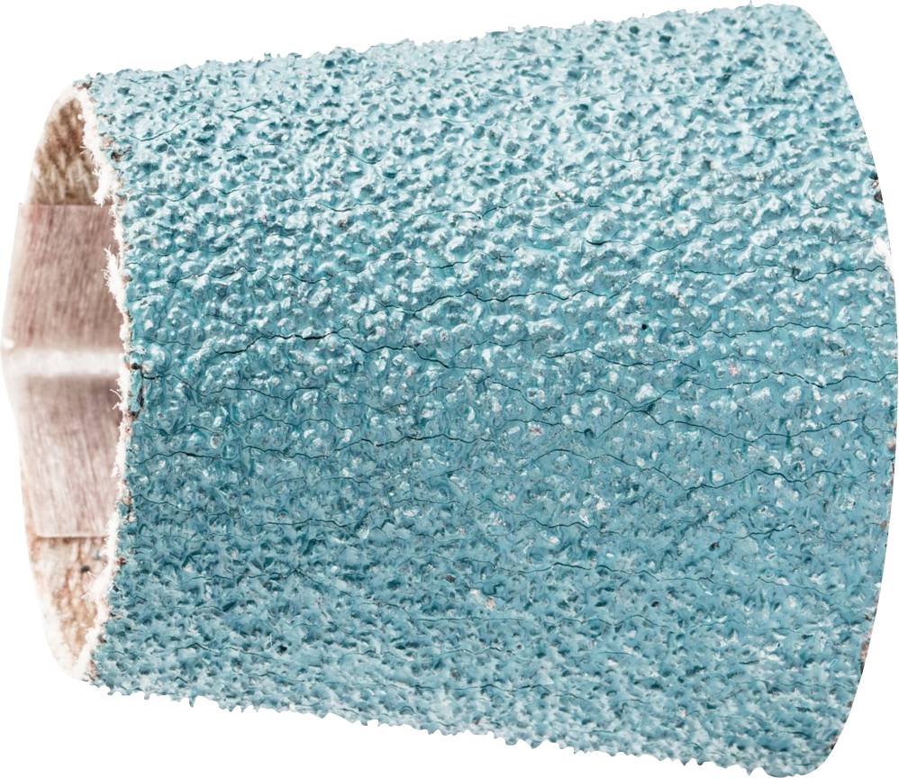 Ein grobes, zylindrisches Schleifband mit blauer Körnung auf hellem Untergrund, möglicherweise für Nagelpflege oder Schleifarbeiten.