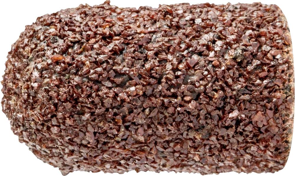 Eine rosafarbene, kristallartige Beschichtung auf einer zylinderförmigen Oberfläche, möglicherweise ein Schleif- oder Polierwerkzeug.