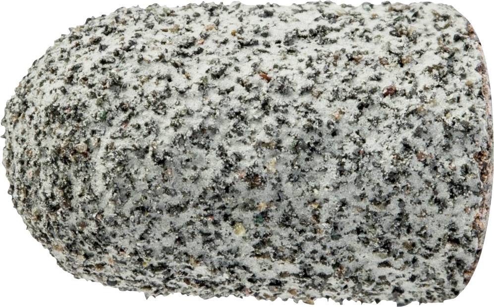 Grauer, grobkörniger Schleifaufsatz in zylindrischer Form, ähnlich einem Bimsstein, zur Verwendung bei Nagel- oder Fußpflege.
