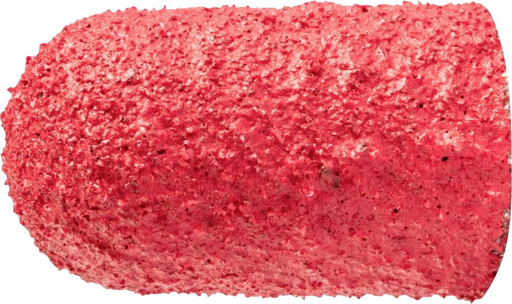 Ein rotes Fruchtgelee-Mikrofon ähnlich einer Lutschsüßigkeit mit grober Textur.