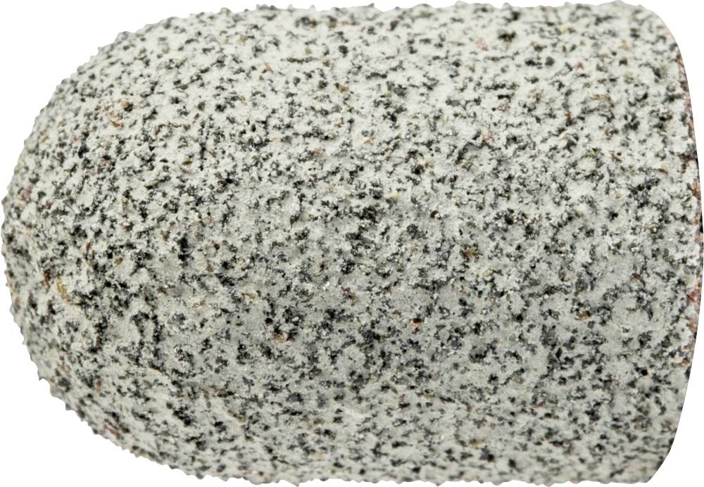 Ein grauer Schleifkopf mit rauer Oberflächenstruktur zur Nutzung in der Nagelpflege oder für handwerkliche Arbeiten.