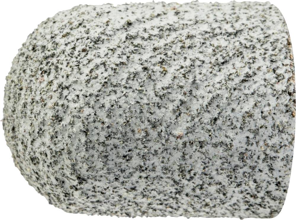 Eine grobe, zylinderförmige Schleifkappe aus grauem Schleifmaterial, geeignet zum Schmirgeln von Oberflächen.
