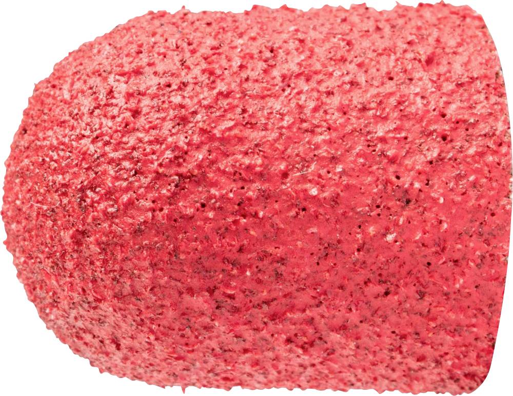 Roter, zylindrischer Schleifaufsatz mit rauer, körniger Oberfläche. Wird für Feinarbeiten in der Bearbeitung von Materialien genutzt.