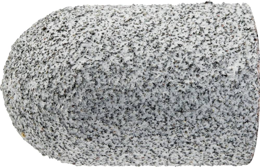 Grauer Schleifaufsatz in konischer Form mit rauer Textur, zur Verwendung bei der Nagel- oder Hautbearbeitung.