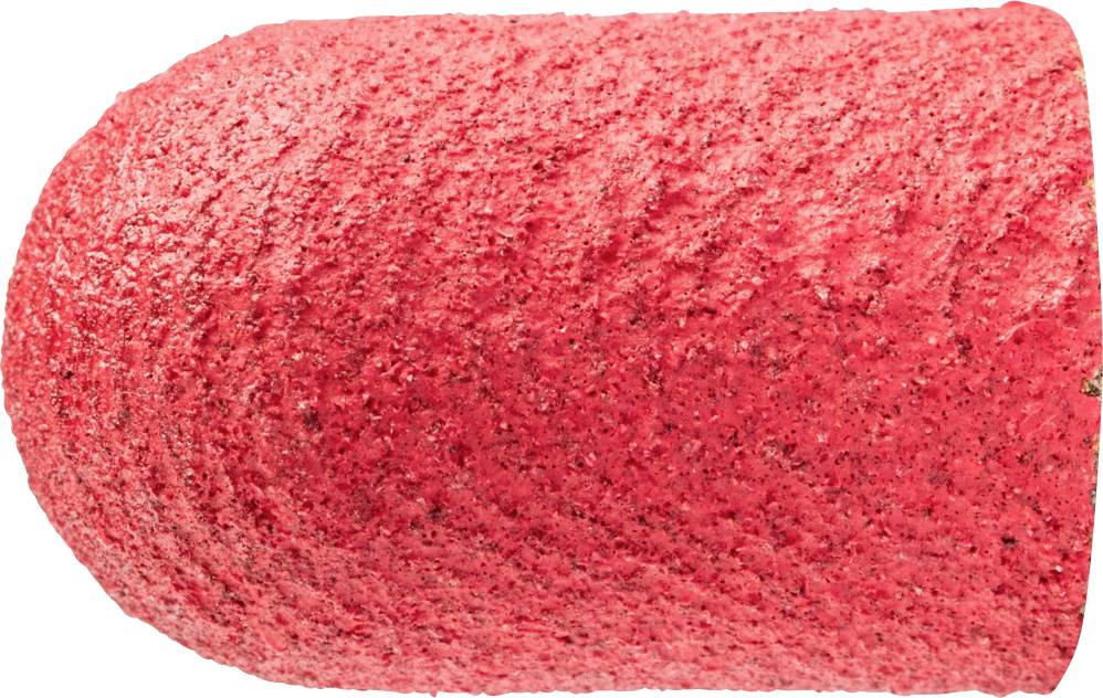 Roter, zylindrischer Schleifkopf mit rauer Oberfläche. Verwendet für das Feilen und Polieren von Materialien in verschiedenen Anwendungen.