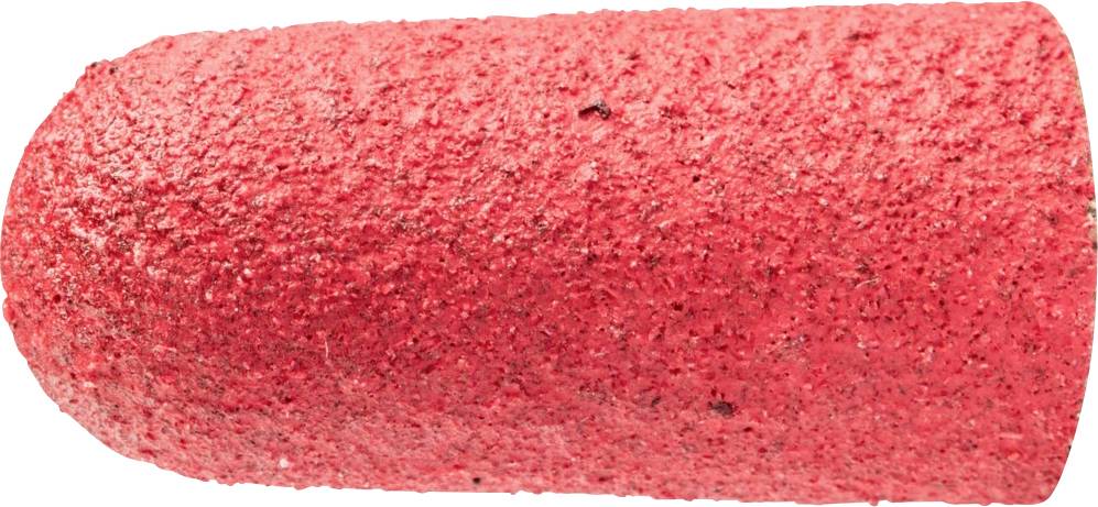 Rote, grobkörnige Sandaufsatzrolle, wahrscheinlich für Nagelpflege oder Oberflächenbearbeitung gedacht.